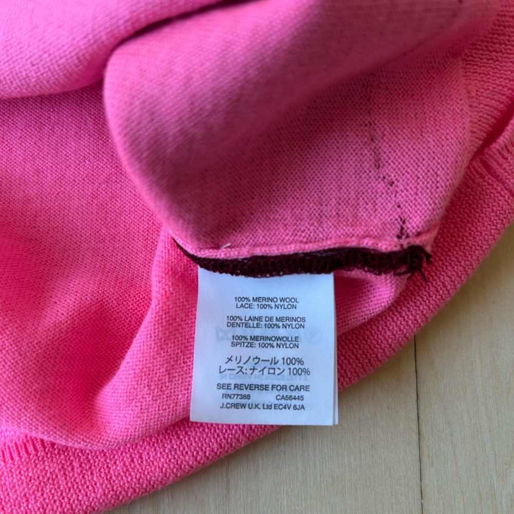 J. Crew Pink Women's 100% Merino Wool Tank Top with Lace Detail - Size Large NWT - Picture 9 of 9